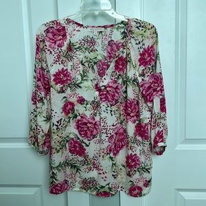 Floral 3/4 sleeve summer blouse